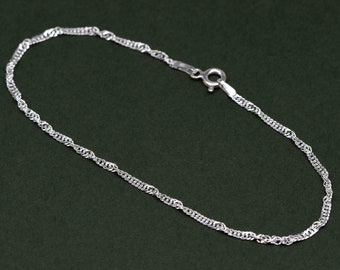 Genuine 925 Sterling Silver 1.9mm Singapore Chain Bracelet 6.5"/7.5"/8.5"