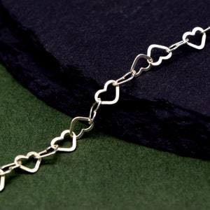 Genuine 925 Sterling Silver 3mm Chain Of Hearts Link Anklet, Minimalist Feminine Jewellery, Gift For Her image 2