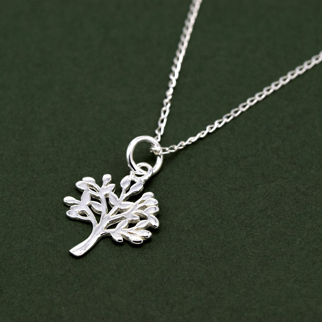 Genuine 925 Sterling Silver Tree of Life Pendant Necklace - Diamond Cut ...