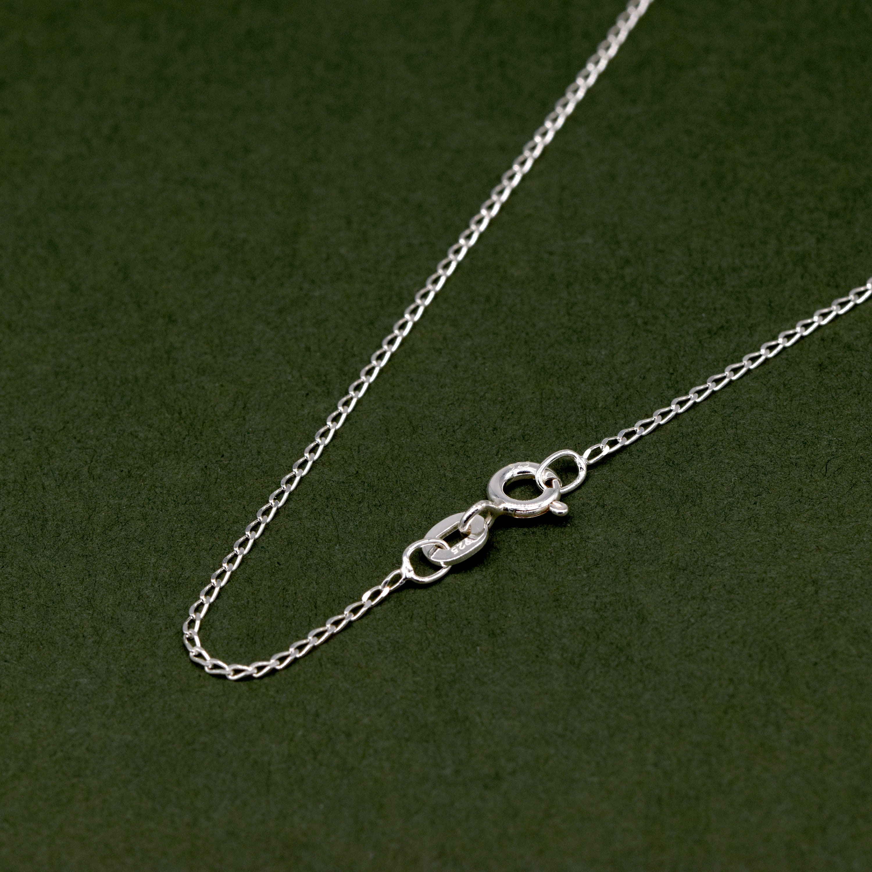 Genuine 925 Sterling Silver Curb Chain Necklace 14
