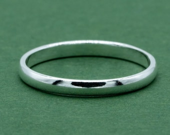925 Sterling Silver 2mm Ring Band, Classic Silver Band, Minimalist Silver Jewellery, Unisex Ring, Stacking Ring Size E-W