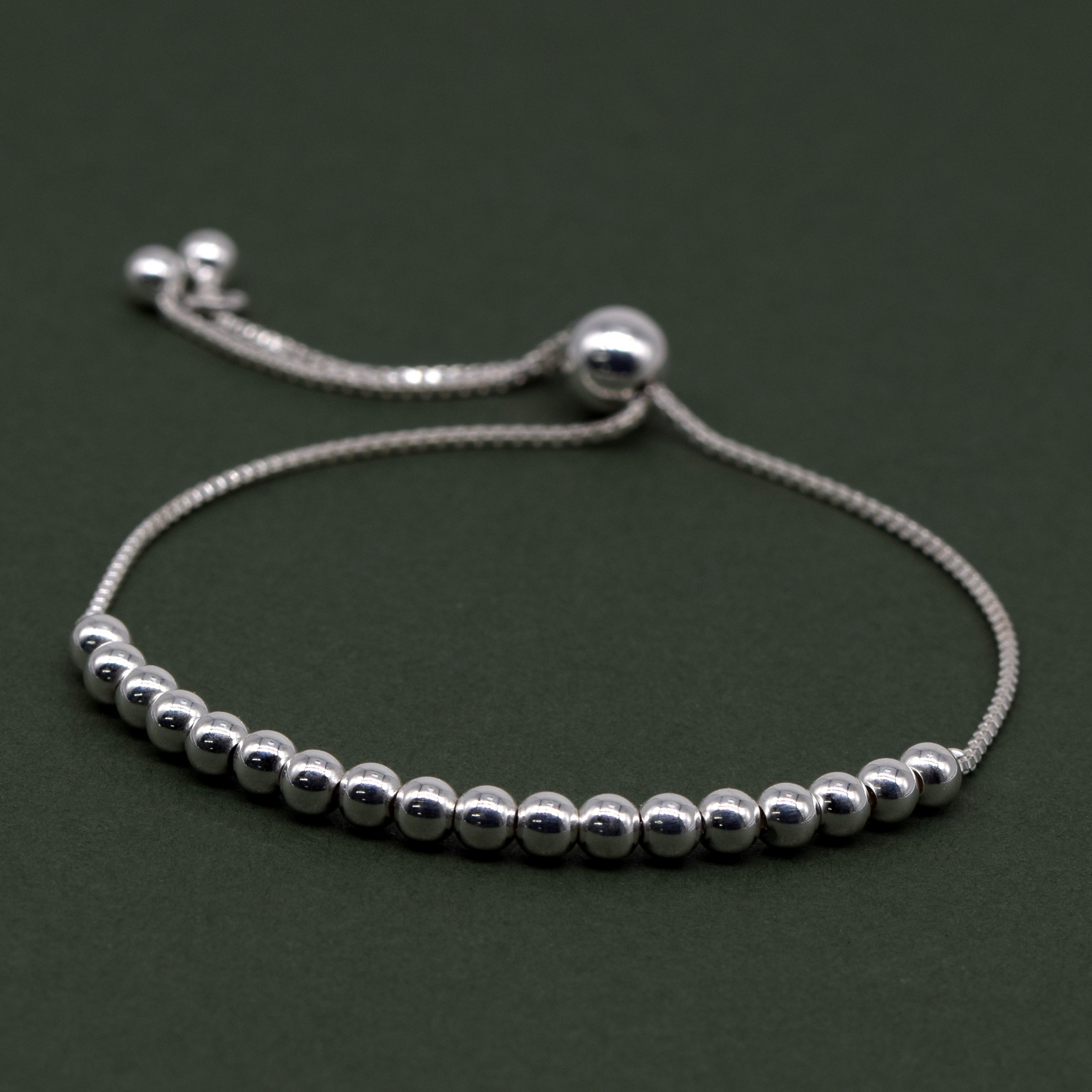 Genuine 925 Sterling Silver Adjustable 4mm Beaded Slider Etsy UK