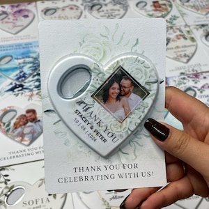 Custom Photo Magnet Bottle Opener: Heart Wedding Favor