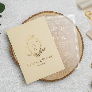 RSVP and Details Card, Wedding Invitation, Personalized Cream Wedding Invitation, Acrylic Invitation, Quinceanera, Sweet 16