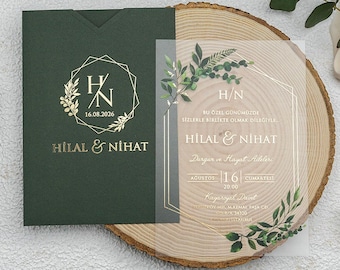 Acrylic Wedding Invitation: Greenery RSVP & Details Card