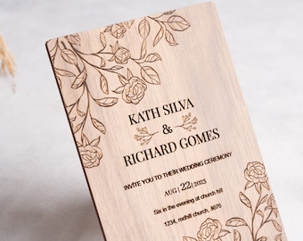 Custom Wedding Invitation - Wood Invitation - Rustic Wedding Invitation - Wedding Invitation Set - Personalized Wood Invitations