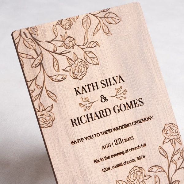 Custom Wedding Invitation - Wood Invitation - Rustic Wedding Invitation - Wedding Invitation Set - Personalized Wood Invitations