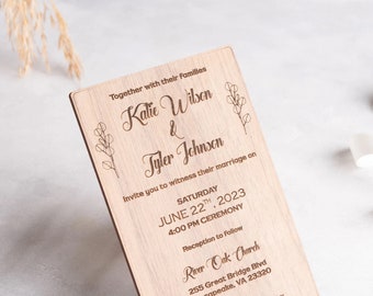 Personalized Wood Invitation Set - Floral Wedding Invitation - Quinceanera Invitations - Rustic Wedding Suite - Custom Wedding Invitations