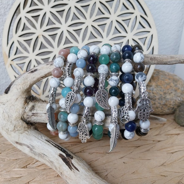 Collection "Howlite" Bracelet en pierres naturelles Howlite