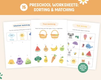 Hojas de trabajo para preescolar, hojas de trabajo para imprimir y combinar, actividades de aprendizaje para niños pequeños, hojas de trabajo para imprimir y combinar educativamente