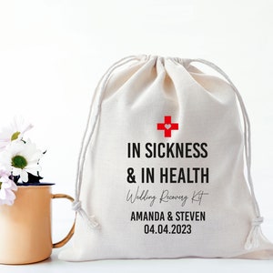 In Sickness & In Health, Wedding Recovery Kit, Wedding Hangover Kits, Wedding Hangover Kit Bags, Wedding Guest Favors, Wedding Recovery Bag