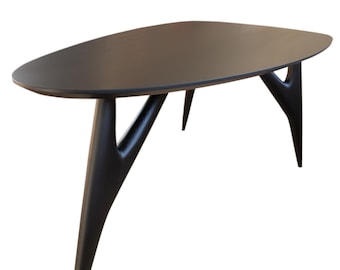 TED Masterpiece ASH Nero - italian Oval dining table - Handcrafted Wood - Minimalist Livingroom Table