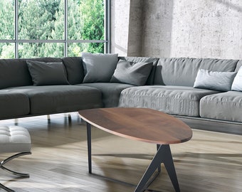 TED Coffee Table – Table Basse Ovale de Luxe en Noyer, Olivier ou Verre – Design Italien Fait Main