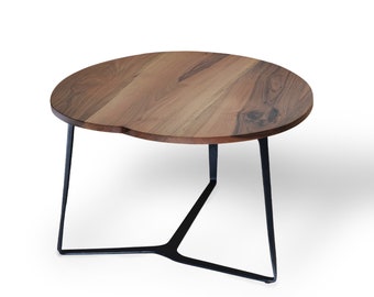 Table Basse Apple – Table Ronde de Luxe en Noyer Massif ou Verre Trempé – Meuble Design Italien Fait Main