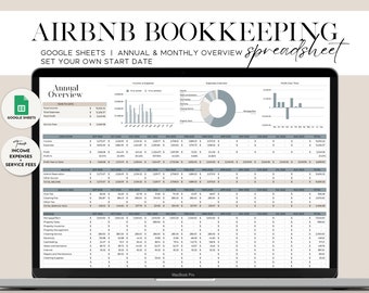 Buchhaltung für Ferienvermietungen, Airbnb-Buchhaltung, Airbnb-Mieteinnahmen und Ausgaben-Tracker, Google Sheets Tabelle