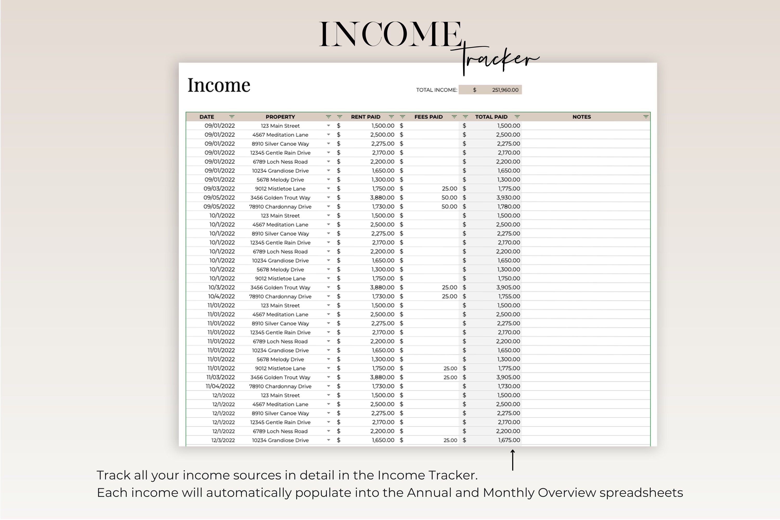Rental Property Bookkeeping Google Sheets Template, Rental Property ...