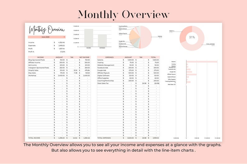 Easy Bookkeeping Template, Small Business Bookkeeping Spreadsheet