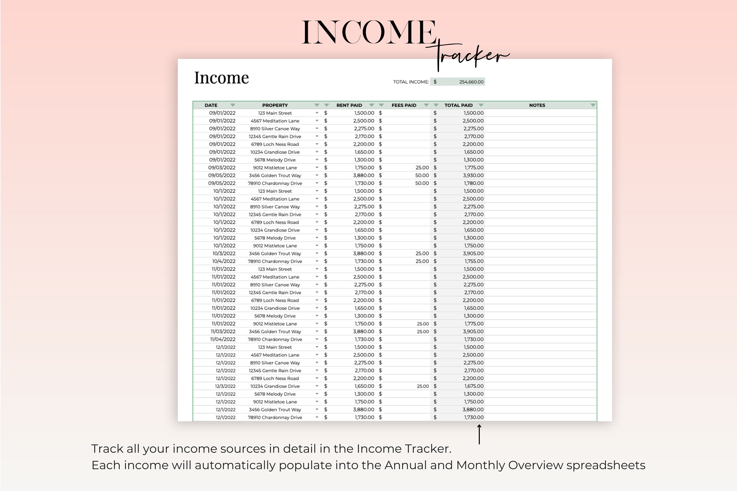 Printable Rental Bookkeeping Rental Property Spreadsheet, Multi-property Income & Expense Tracker ...