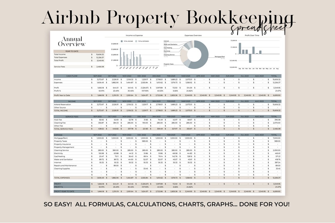 Printable Rental Bookkeeping Vacation Rental Property Bookkeeping, Airbnb Bookkeeping, Airbnb Rental ...