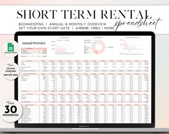Airbnb Spreadsheet Bookkeeping, Short Term Rental Income Tracker, Google Sheets Airbnb Expense Tracker Vacation Rental Property Spreadsheet