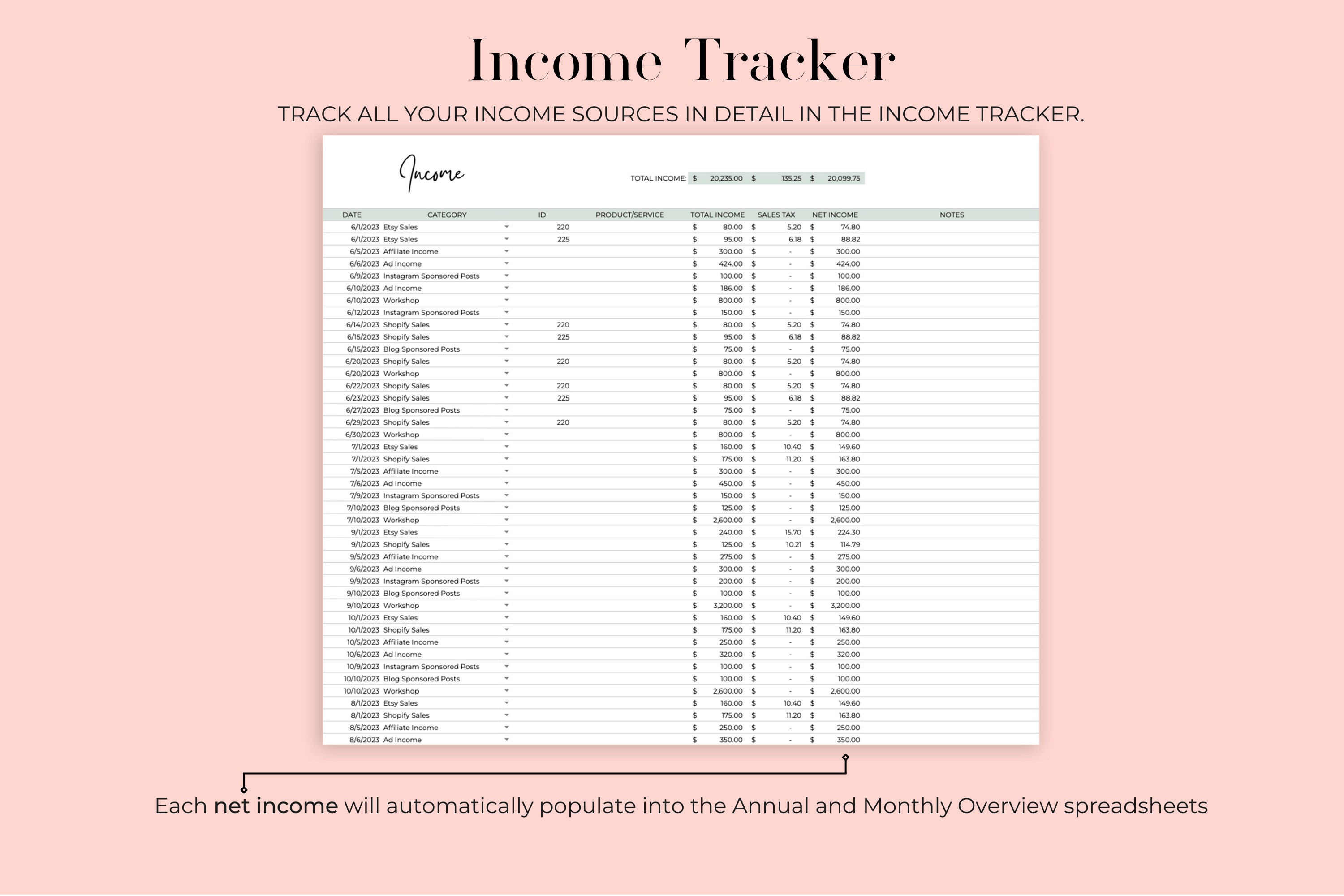 Easy Bookkeeping Template, Small Business Bookkeeping Spreadsheet