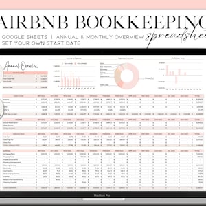 Airbnb Tracker Vacation Rental Property Bookkeeping, Airbnb Bookkeeping, Airbnb Rental Income and Expense Tracker, Google Sheets Spreadsheet