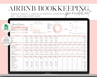 Airbnb Tracker Vacation Rental Property Bookkeeping, Airbnb Bookkeeping, Airbnb Rental Income and Expense Tracker, Google Sheets Spreadsheet