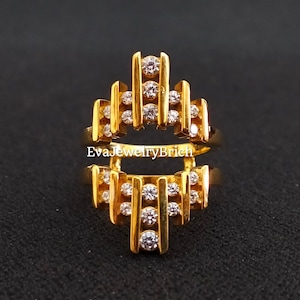 2Ct Round Cut Diamond 18K Yellow Gold plated Wedding Enhancer Wrap Guard Ring Anniversary Ring, Engagement Ring Enhancer, Solitaire Enhancer