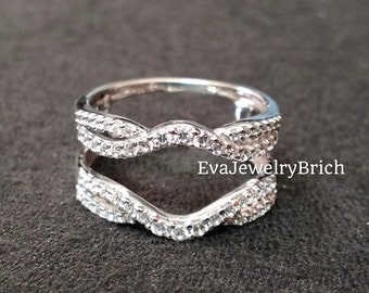 2Ct Round Cut White Diamond 14K White Gold Plated Deliciated Wedding & Engagement Enhancer Wrap Band Ring for Women&#39;s