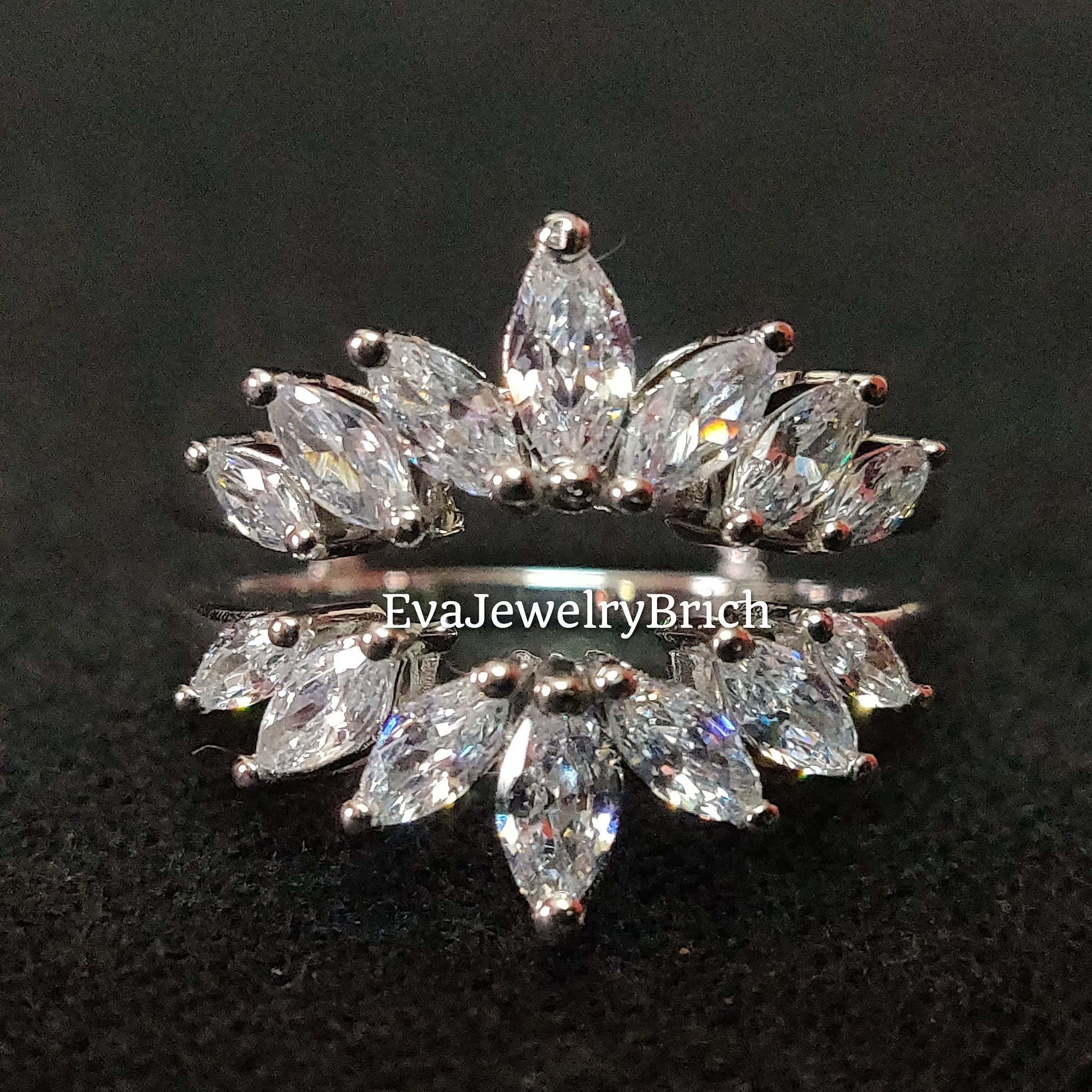 3Ct Marquise Cut Diamond 14k White Gold Plated Sunburst Enhancer Ring Guard Solitaire Enhancer Wrap For Women's