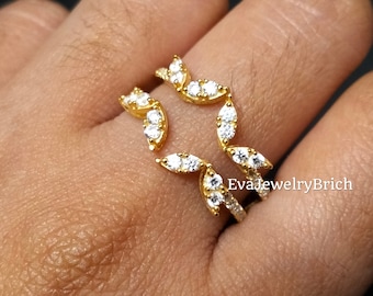 2Ct Round Cut Diamond 14K Yellow Gold Plated Wedding Engagement Butterfly Enhancer Wrap Guard Ring for Women's Gift for Mom