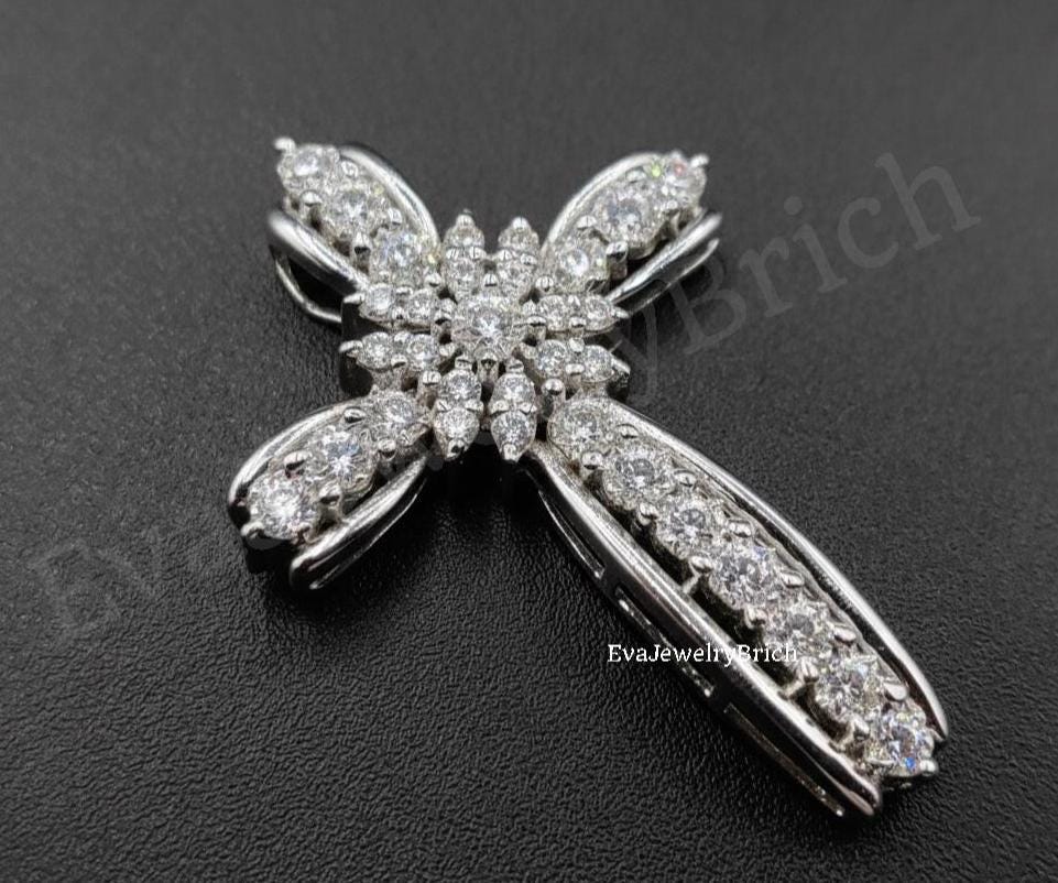 Collana Religiosa Animas Jewels Ciondolo Croce Moissanite 1/4 Carati – Oro Giallo 14k