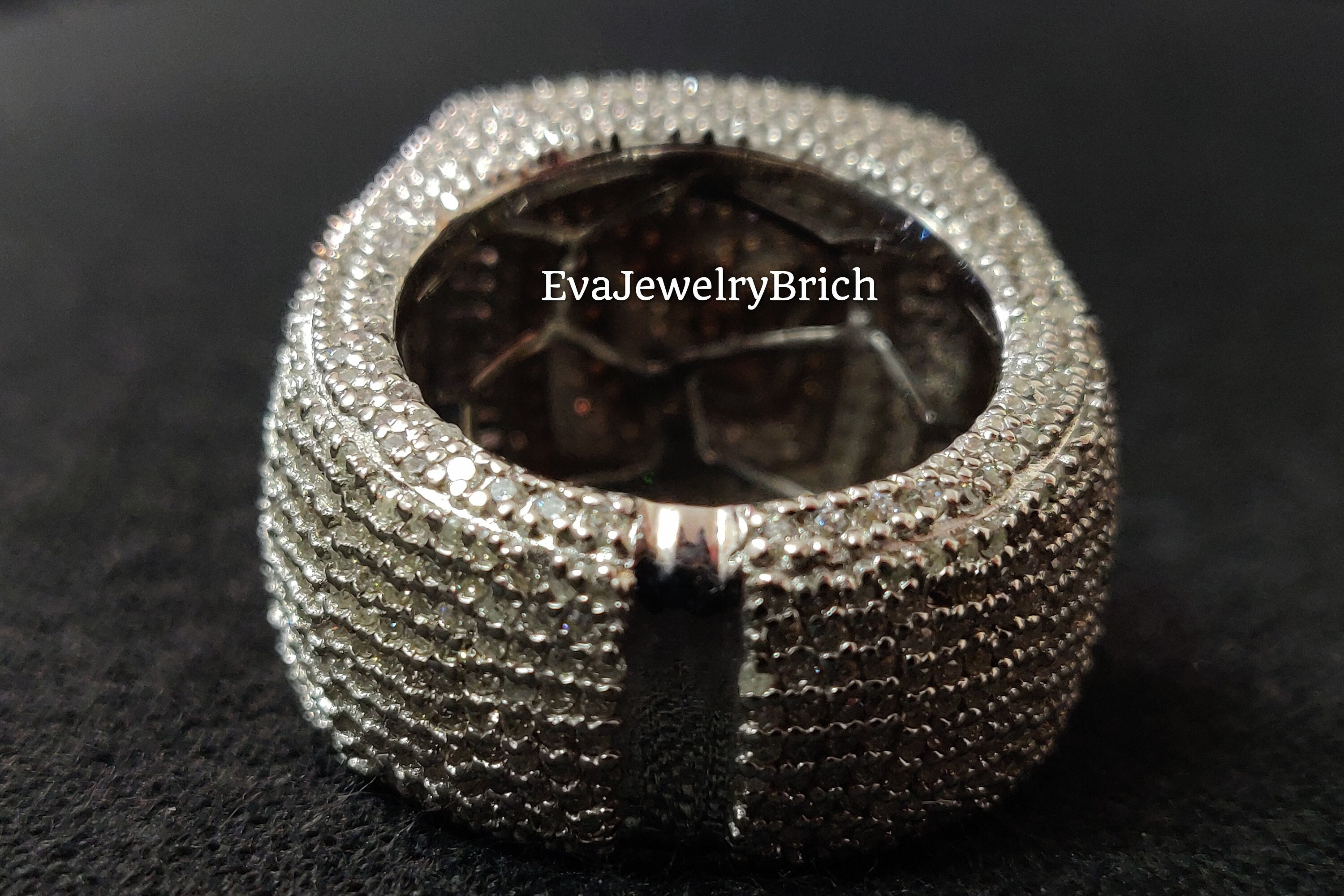 Custom Rapper Rings Men's Custom Iced Initial Hip Hop Ring Diamond 14K Two-tone Gold Plated ...