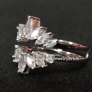3ct Marquise Cut Diamond 14k White Gold Plated Sunburst Enhancer Ring ...