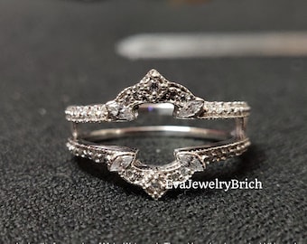 2Ct Round Cut White Diamond 14K White Gold Plated Wedding Art Deco Enhancer Wrap Band Ring for Special Gift for Women&#39;s