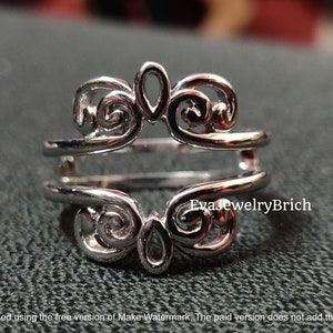 925 Sterling Silver 14K White Gold Plated Wedding Engagement Enhancer Wrap Guard Best Gift For Women's Mother's day Gift