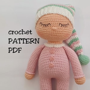 Sleepy Baby Crochet  PATTERN, amigurumi baby, PDF in English