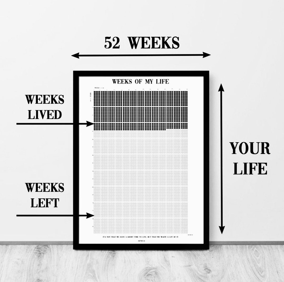 Life in weeks calendar etsy