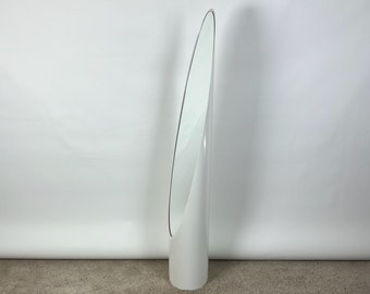 Rare 1970s Lipstick Floor Mirror in White - Rodolfo Bonetto Iconic Style - Unghia Oval Vintage Mirror