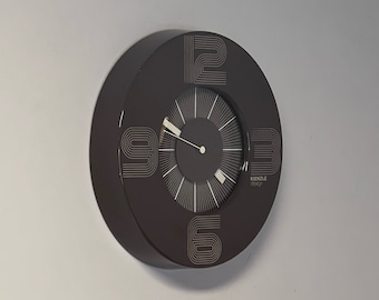 Futuristic Kienzle Wall Clock - Space Age Design Made in Germany -  1970s MCM Op Art Brown Clock