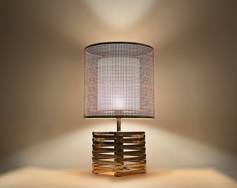 Enrico Tronconi's 'Spiga' Rare 60s Vintage Table Lamp-Mid Century Large Light-Rare Beauty with Brass Base, Wicker Shade
