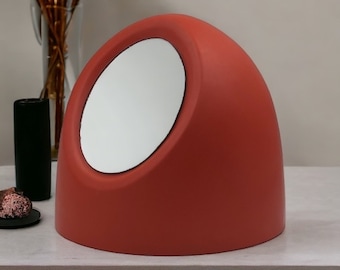 Amazing Lipstick Table Mirror by Cassina Italy - Egg Shape Design in Glossy Orange - 1960s Italian Design Masterpiece