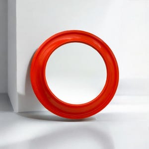 Space Age Mid-Century Orange Round Plastic Mirror, Kastilia 1970s Italy