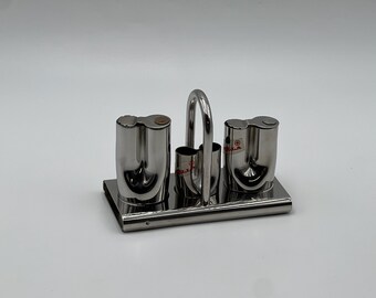 Vintage 70s Menage Condiment Set &#39;Stella&#39; Made in Italy - Mid Century stainless steel tableware