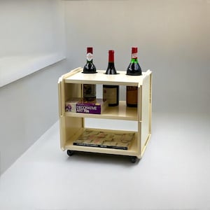 Italiaans design Space Age-barwagen - Modulair 'Cubo Idea' uit de jaren 70 - Vintage kunststof serveertafelwagen van Franco Cattelan