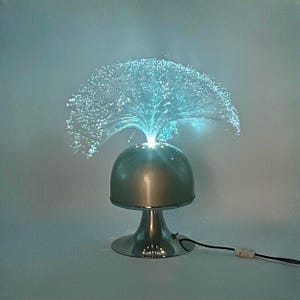 Vintage Space Age Tulip Lamp: Rotating Color Disc, Atomic Era Lighting