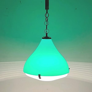 Space Age 60s Lamp,  Vintage Italian Pendant Light, Retro Pendant Lamp, Flying Saucer Green Light Lamp
