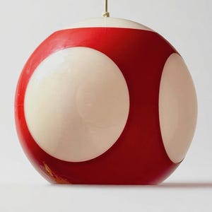Vintage Red Space Age Pendant Lamp: Mid-Century Modern &quot;Bug Eye&quot; Light