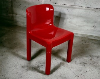 Carlo Bartoli Iconic Model 4875 Chair in Glossy Red by Kartell - Vintage Design Plastic Age - Edition 1984