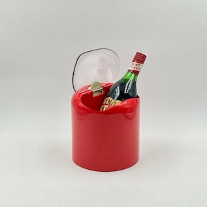 Vintage Jean Pierre Vitrac Ice Bucket: Red Plastic Champagne Bucket, 1980s Italian Design